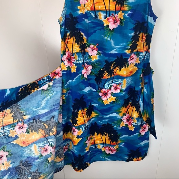 Tropical Blue Floral Midi Dress - Picture 3 of 9